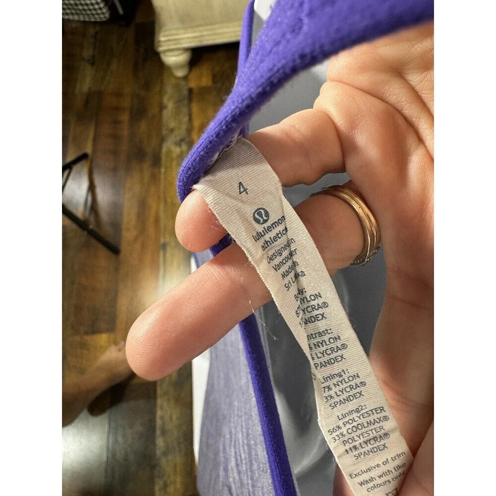 Lululemon Power Y Tank Blurry Bell Multi Purple (with pads) Women's 4 Hang Tags - Picture 5 of 5